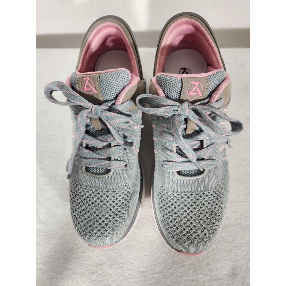 Zeba Hands Free Womens 12 Gray Rose Pink Slip On Lace Up Shoes Sneakers Athletic